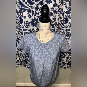Lovely Light Blue and White Printed Top Lands’ End Chase